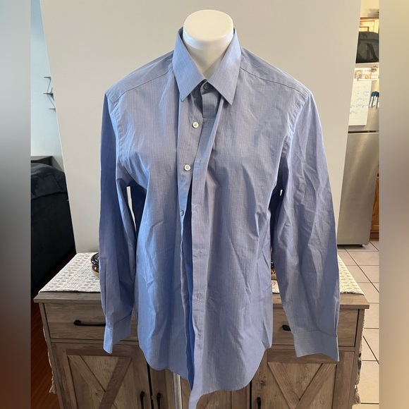 Van Heusen chrome wrinkle free skin for men’s blue button down shirt - Picture 1 of 4